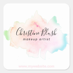 Enkel färgad pastel Watercolor Stänk MUA Fyrkantigt Klistermärke