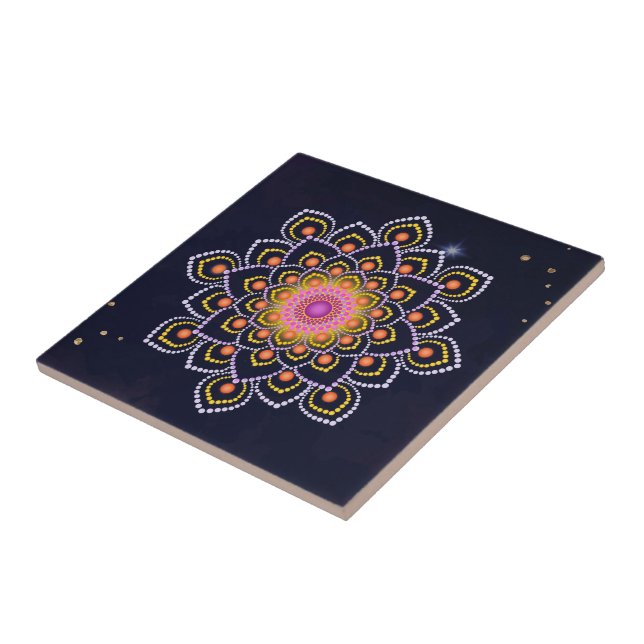Enkel färgad punkt Mandala Kakelplatta (Sidan)