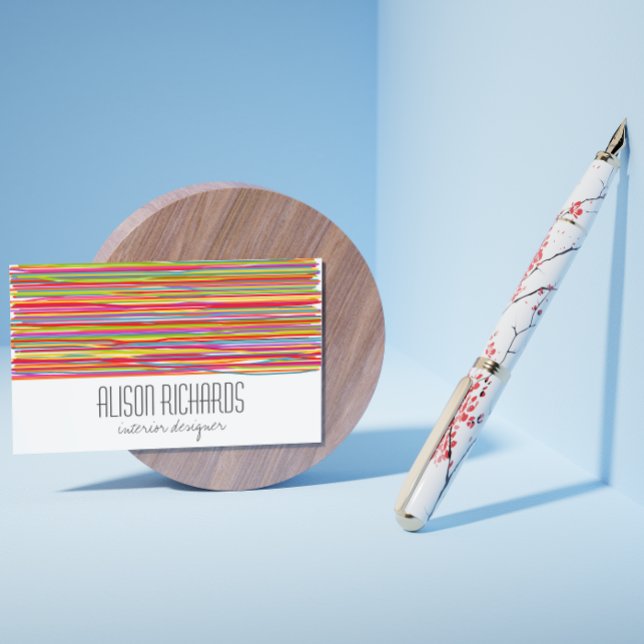 Enkel färgad regnbåge rand inredingsdesign visitkort (Skapare uppladdad)