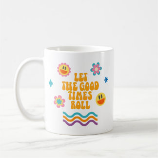 Enkel färgad Retro Smiley Flower Rainbow-Roligt Kaffemugg