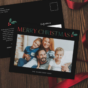 Enkel färgglad God Jul-fotografi Helg Vykort