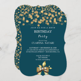 Enkel färglös Födelsedagsfest av guld Inbjudningar