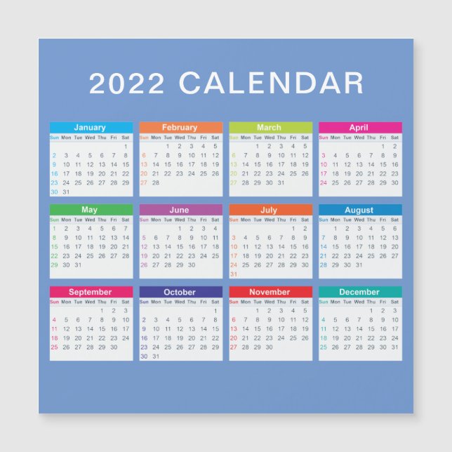 Enkel, färglös kalender för 2022 | (Framsida)