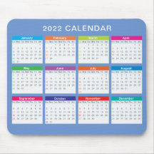 Enkel, färglös kalender för 2022 | Mousepad