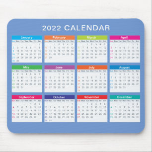 Enkel, färglös kalender för 2022 Mousepad Musmatta