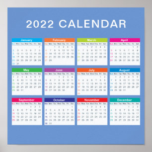 Enkel, färglös kalender för 2022   POSTER