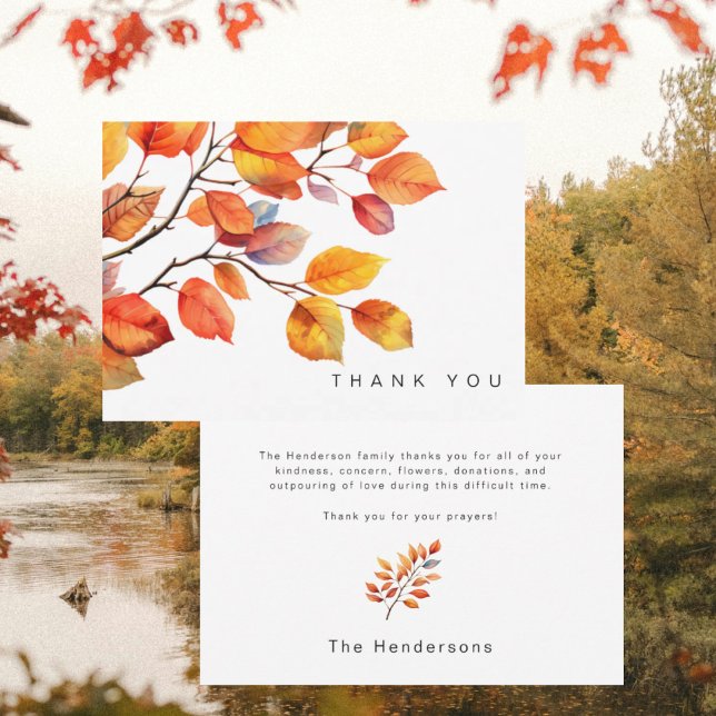 Enkel Färgrik Höstflora Begravning Tack Kort (Skapare uppladdad)