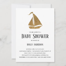 Enkel Faux Guld Glitter Segelbåt för Baby Shower