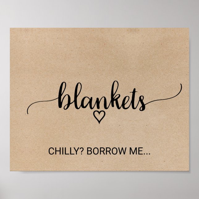 Enkel Faux Kraft Calligraphy Blankets Poster (Framsidan)