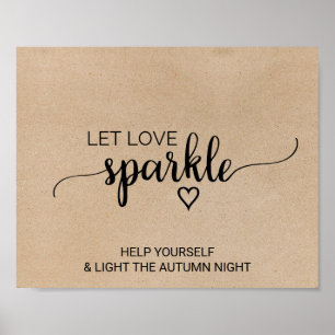 Enkel Faux Kraft Calligraphy Let Kärlek Gnistra Poster