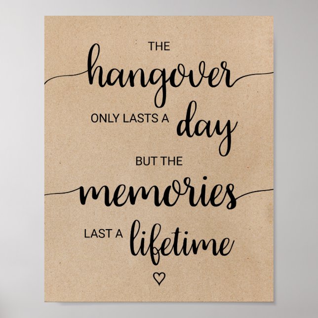 Enkel Faux Kraft Hangover & Memories-signatur Poster (Framsidan)