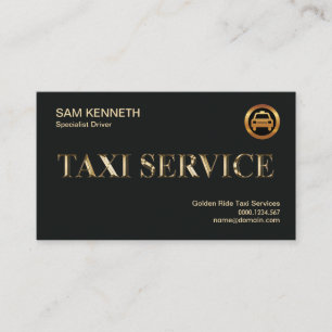 Enkel Faux-tjänst i Guld Taxi Slogan Cab Visitkort