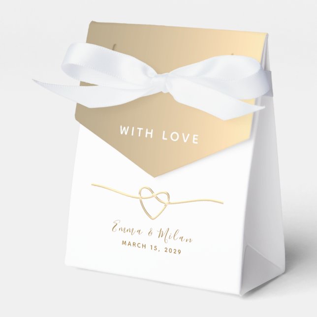 Enkel favoritruta för Guld-kallelse för bröllop Presentaskar (Framsidan Sidan)