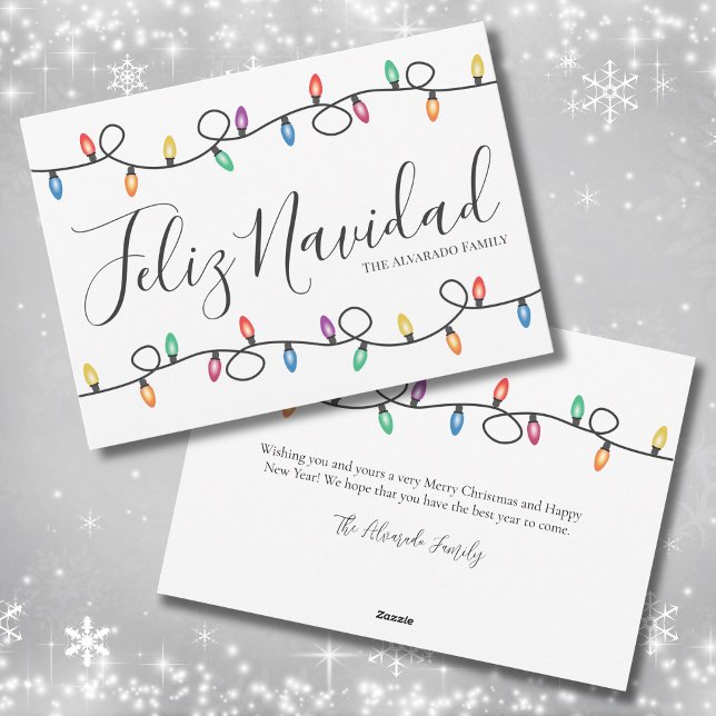 Enkel Feliz Navidad Julkort (Simple Lights Feliz Navidad Christmas Card )