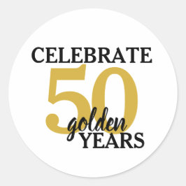 Enkel femtioårsdag firar 50 gyllene år runt klistermärke