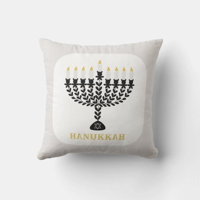 Enkel festival för Ljus Menorah Hanukkah Kudde (Baksida)