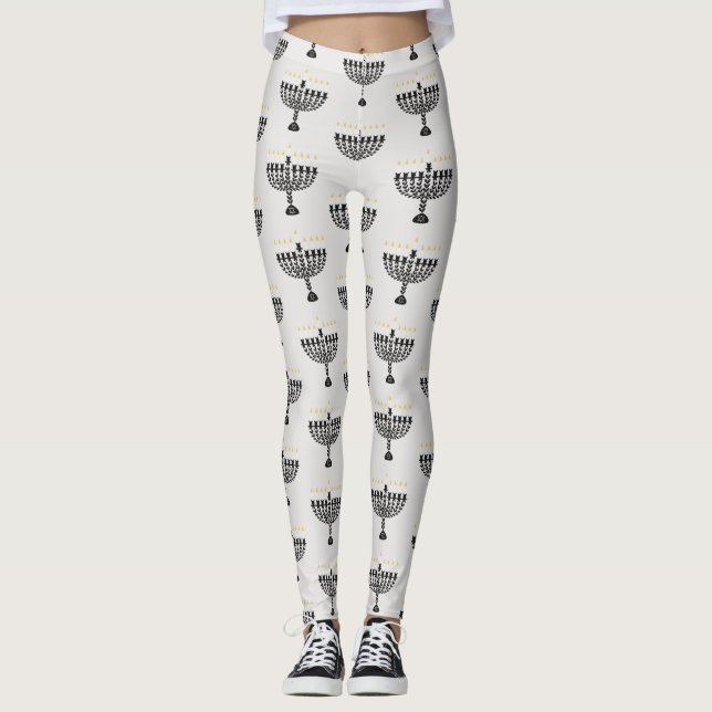 Enkel festival för Ljus Menorah Hanukkah Leggings (Framsida)