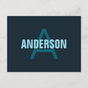 Enkel Fet Anpassningsbar Monogram Namn Vykort