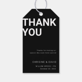 Enkel fet brev bröllopsförmån Tack märkre Presentetikett