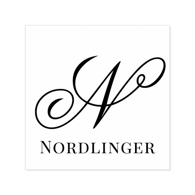 Enkel fet enkel initial monogramnamn #15NL Självfärgande Stämpel (Design)