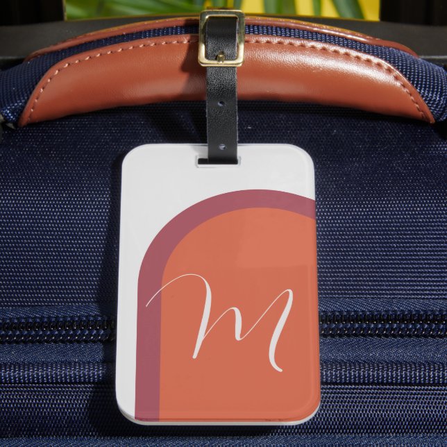 Enkel fet Magenta med korall med Monogram Bagagebricka (Framsida Insitu 2)