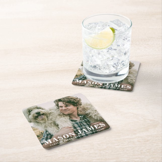 Enkel fet Namn Guy Photo Studenten Underlägg Papper Kvadrat (Insitu)