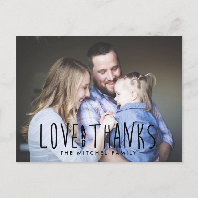 Enkel fetstil och svart | Tack Fotovykort Vykort (Framsida)