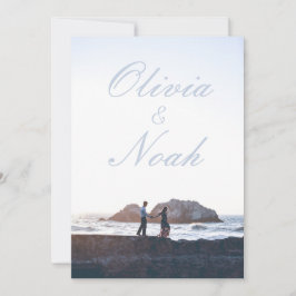 Enkel film Poster Modern Blue Photo Bröllop Inbjudningar