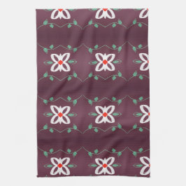 Enkel Finare-tråd med rött och plommon Kökshandduk