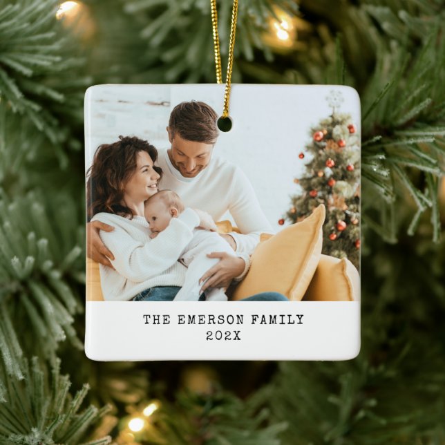 Enkel firande fotoornament julgransprydnad keramik (Träd)