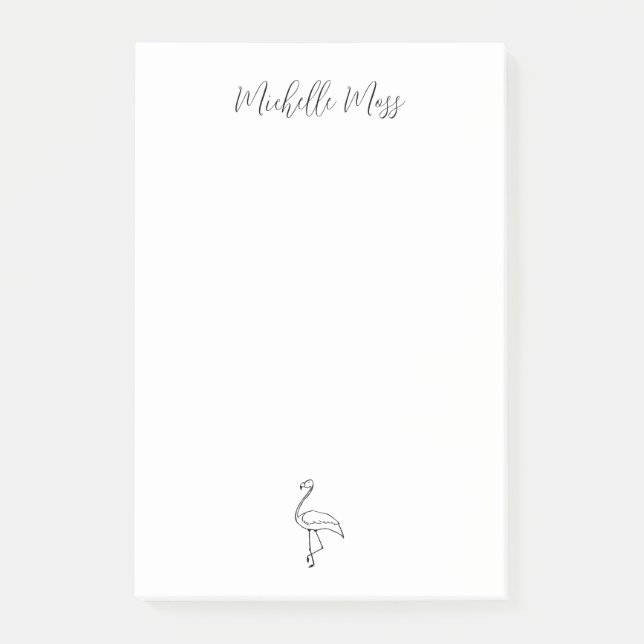 Enkel Flamingo Elegant Tropical Personlig Post-it Block (Framsida)