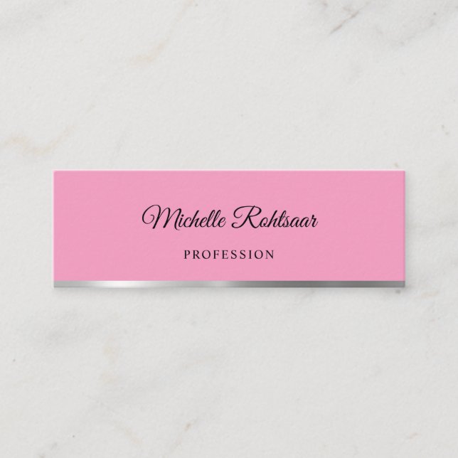 Enkel Flamingo Rosa Metallic Mini Visitkort (Framsida)