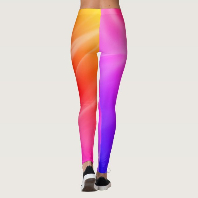Enkel flickig abstrakt Ombre Rosa Aurora Gradient  Leggings (Baksida)