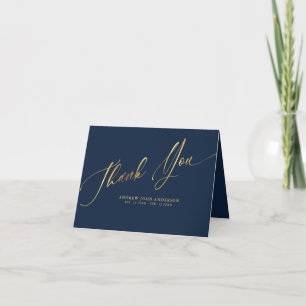 Enkel flotta och Guld Calligraphy-begravning Tack Kort