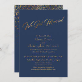 Enkel flotta och Guld Vi Har Married Script Confet Inbjudningar