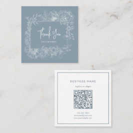 Enkel Flower Ram Dusty Blue QR Code Tack Fyrkantigt Visitkort