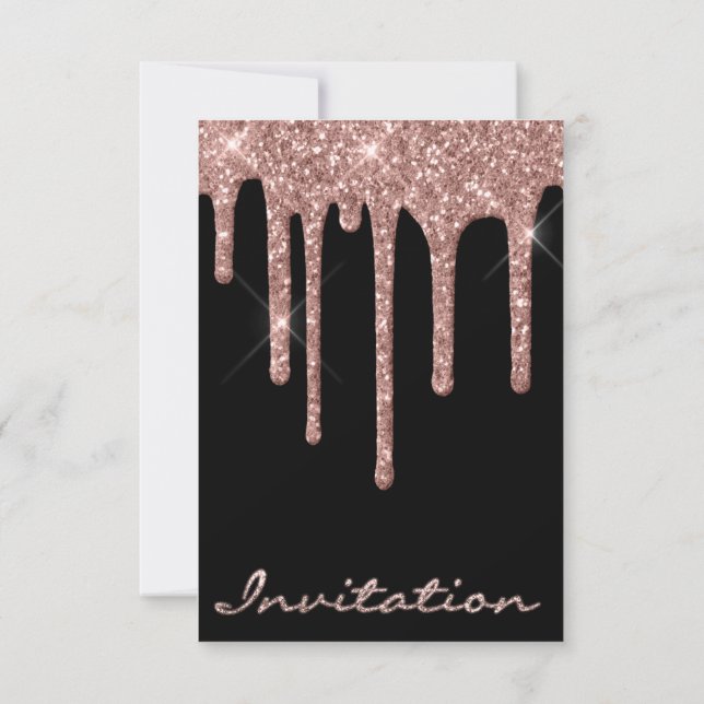 Enkel Födelsedag Bröllop Rose Guld Glitter Inbjudningar (Baksida)