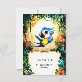 Enkel Födelsedags Papegoja i Akvarell Tack Kort