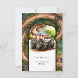 Enkel Födelsedagsfest för Monstertruck med Akvarel Tack Kort