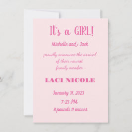 ENKEL FÖDELSEMEDDELANDE INBJUDNINGAR