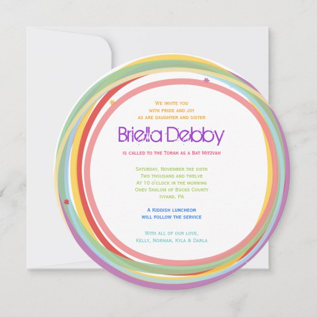 Enkel för Mitzvah för linjerfladdermösspub Inbjudningar (Framsida)