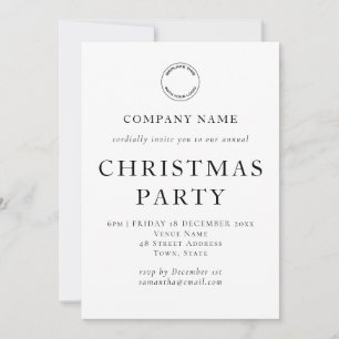 Enkel företagstext, svart, vit jul Party Inbjudningar