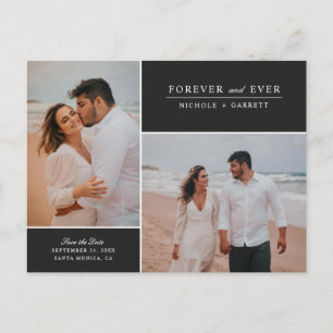 Enkel Forever Two Foto Spara datum Svart Meddelande Vykort