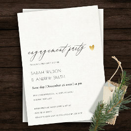 ENKEL FÖRLOVNING AV GRÅTT-POGRAFI ELEGANT-GULD INBJUDNINGAR