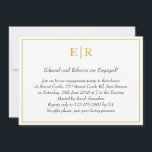 Enkel Förlovningsfest för Elegant i Guld Monogram Inbjudningar<br><div class="desc">Formella inbjudningar och inbjudningar till förlovningsfesten i finare har en enkel design med dina händelsedetaljer inuti ett faux guld gräns,  över en vit bakgrund. Överst finns dina två inledande monogram och dina uppgifter är kursiverade. En elegant- och klassdesign som säkert imponerar.</div>