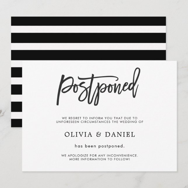 Enkel Försenad BröllopsannonsKort Inbjudningar (Fram/baksida)