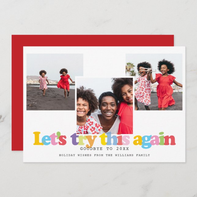 Enkel: Försök med det här igen Modern Photo Collag Julkort (Fram/baksida)
