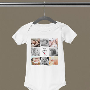Enkel Första Fars Dagen Bildcollage Pappa T Shirt