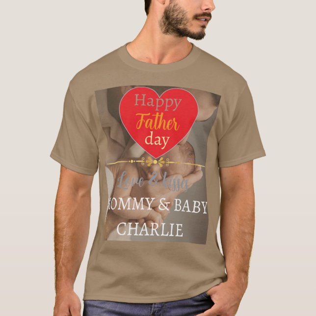 Enkel Första Fars Dags Bildcollage | Pappa  T Shirt (Framsida)