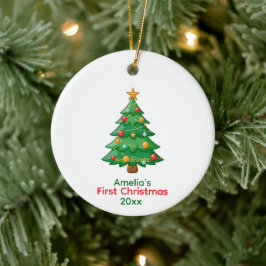Enkel Första julen för bebis med julgran ornament